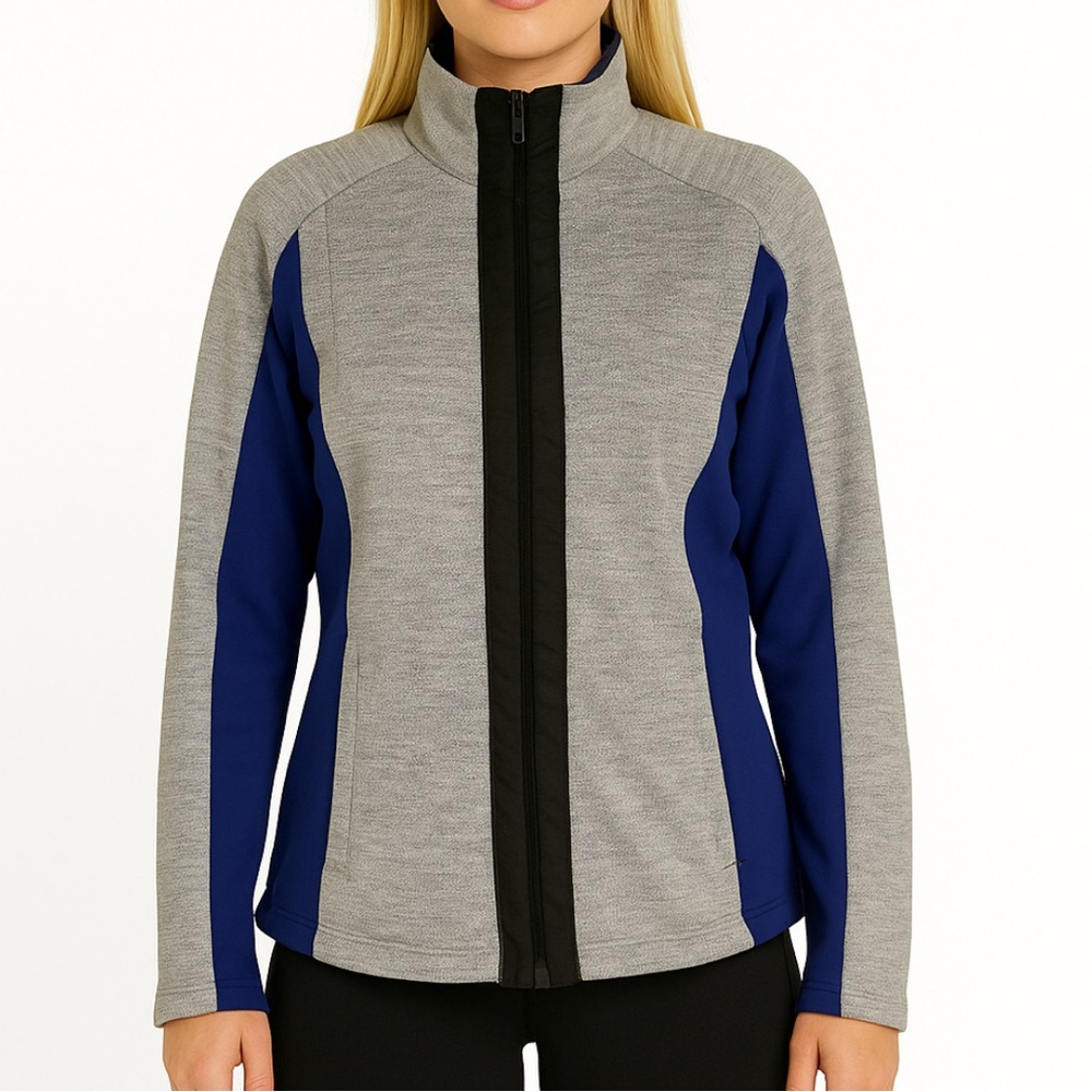 KJUS Womens Full Zip Golf Jacket Gray Blue Country Club Logo M